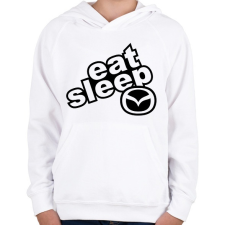 PRINTFASHION Eat Sleep Mazda - Gyerek kapucnis pulóver - Fehér gyerek pulóver, kardigán