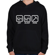 PRINTFASHION Eat Sleep Minecraft - Gyerek kapucnis pulóver - Fekete