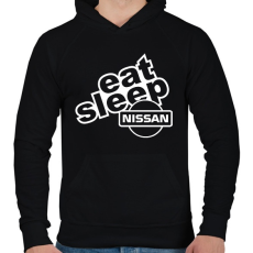 PRINTFASHION Eat Sleep Nissan - Férfi kapucnis pulóver - Fekete