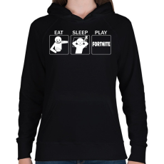 PRINTFASHION Eat, Sleep, Play Fortnite - Női kapucnis pulóver - Fekete