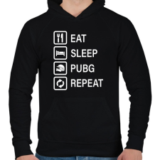 PRINTFASHION Eat Sleep PUBG Repeat - Fehér - Férfi kapucnis pulóver - Fekete férfi pulóver, kardigán
