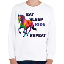 PRINTFASHION Eat sleep RIDE repeat - Gyerek pulóver - Fehér gyerek pulóver, kardigán