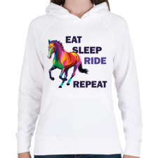 PRINTFASHION Eat sleep RIDE repeat - Női kapucnis pulóver - Fehér női pulóver, kardigán