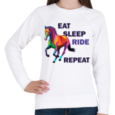 PRINTFASHION Eat sleep RIDE repeat - Női pulóver - Fehér