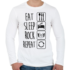 PRINTFASHION Eat Sleep Rock Repeat 2 - Férfi hosszú ujjú póló - Fehér