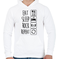 PRINTFASHION Eat Sleep Rock Repeat 2 - Férfi kapucnis pulóver - Fehér férfi pulóver, kardigán