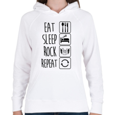 PRINTFASHION Eat Sleep Rock Repeat 2 - Női kapucnis pulóver - Fehér női pulóver, kardigán