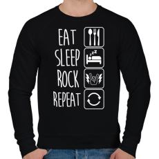 PRINTFASHION Eat Sleep Rock Repeat - Férfi pulóver - Fekete