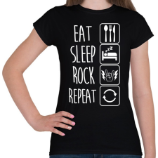 PRINTFASHION Eat Sleep Rock Repeat - Női póló - Fekete női póló
