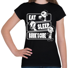 PRINTFASHION Eat, sleep, Rubik's cube - Női póló - Fekete női póló