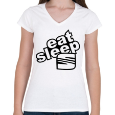 PRINTFASHION Eat Sleep Seat - Női V-nyakú póló - Fehér női póló