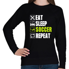PRINTFASHION Eat Sleep Soccer Repeat - Női pulóver - Fekete női pulóver, kardigán