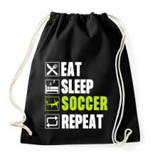 PRINTFASHION Eat Sleep Soccer Repeat - Sportzsák, Tornazsák - Fekete tornazsák