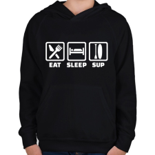 PRINTFASHION Eat Sleep SUP - Gyerek kapucnis pulóver - Fekete gyerek pulóver, kardigán