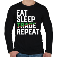 PRINTFASHION Eat Sleep Trade Repeat - Férfi hosszú ujjú póló - Fekete