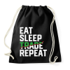 PRINTFASHION Eat Sleep Trade Repeat - Sportzsák, Tornazsák - Fekete