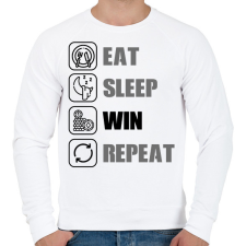 PRINTFASHION Eat, sleep, win, repeat - Férfi pulóver - Fehér férfi pulóver, kardigán