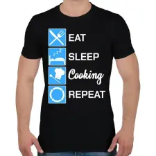 PRINTFASHION EatSleepCookingRepeat - Férfi póló - Fekete férfi póló