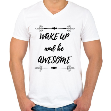 PRINTFASHION Ébredj fel és légy király - Férfi V-nyakú póló - Fehér férfi póló