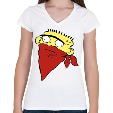 PRINTFASHION Ed Gangsta - Női V-nyakú póló - Fehér