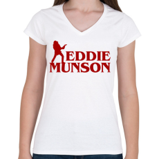 PRINTFASHION Eddie Munson - Női V-nyakú póló - Fehér