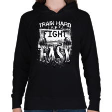 PRINTFASHION Eddz keményen, harcolj könnyedén! - Női kapucnis pulóver - Fekete női pulóver, kardigán