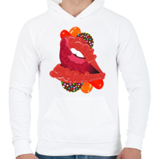 PRINTFASHION Édes ajkak - Férfi kapucnis pulóver - Fehér férfi pulóver, kardigán