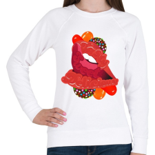 PRINTFASHION Édes ajkak - Női pulóver - Fehér női pulóver, kardigán