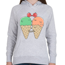 PRINTFASHION Édes csók - fagyi - Női kapucnis pulóver - Sport szürke női pulóver, kardigán