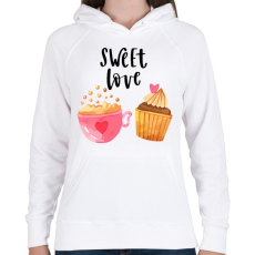 PRINTFASHION Édes szerelem - Női kapucnis pulóver - Fehér