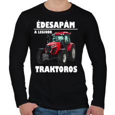 PRINTFASHION Édesapám a legjobb traktoros - Férfi hosszú ujjú póló - Fekete