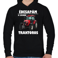 PRINTFASHION Édesapám a legjobb traktoros - Férfi kapucnis pulóver - Fekete férfi pulóver, kardigán