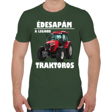 PRINTFASHION Édesapám a legjobb traktoros - Férfi póló - Katonazöld