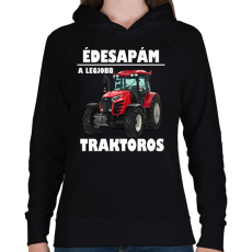 PRINTFASHION Édesapám a legjobb traktoros - Női kapucnis pulóver - Fekete