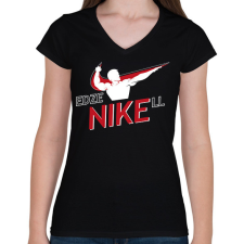 PRINTFASHION EdzeNIKEll - Női V-nyakú póló - Fekete női póló