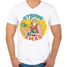 PRINTFASHION Edzős Mikulás - Férfi V-nyakú póló - Fehér férfi póló
