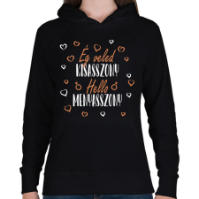 PRINTFASHION Ég veled Kisasszony (fehér) - Női kapucnis pulóver - Fekete női pulóver, kardigán