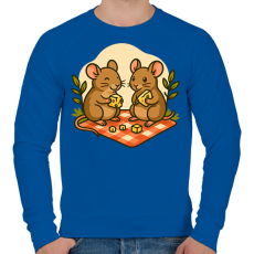 PRINTFASHION Egér piknik - Férfi pulóver - Királykék