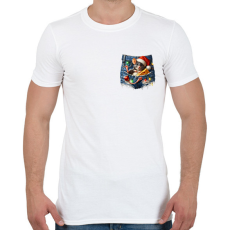 PRINTFASHION Egér zsebben - vicces karácsonyi kisegér mikulás sapkában - Férfi póló - Fehér