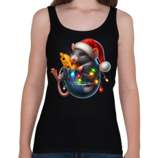 PRINTFASHION Egér zsebben - vicces karácsonyi kisegér mikulás sapkában - Női atléta - Fekete