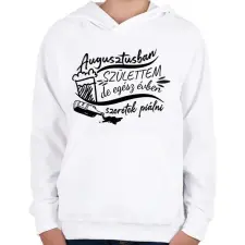 PRINTFASHION Egész évben szeretek piálni - Augusztus - Gyerek kapucnis pulóver - Fehér gyerek pulóver, kardigán