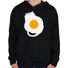PRINTFASHION Egg Cat - Gyerek kapucnis pulóver - Fekete gyerek pulóver, kardigán