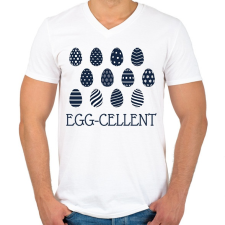 PRINTFASHION Egg-cellent - Férfi V-nyakú póló - Fehér férfi póló