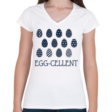 PRINTFASHION Egg-cellent - Női V-nyakú póló - Fehér