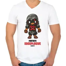 PRINTFASHION Eggsplosive - Fortnite Season 6 - Férfi V-nyakú póló - Fehér férfi póló