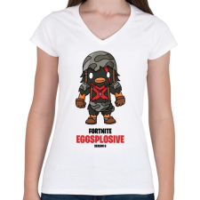 PRINTFASHION Eggsplosive - Fortnite Season 6 - Női V-nyakú póló - Fehér női póló