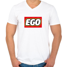PRINTFASHION Ego - Lego - Férfi V-nyakú póló - Fehér férfi póló