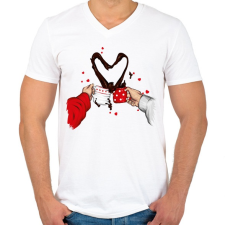 PRINTFASHION Egy bögre szerelem - Férfi V-nyakú póló - Fehér férfi póló