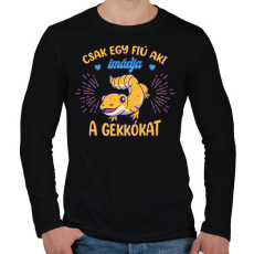 PRINTFASHION Egy fiú - Gekkó - Férfi hosszú ujjú póló - Fekete