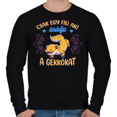 PRINTFASHION Egy fiú - Gekkó - Férfi pulóver - Fekete